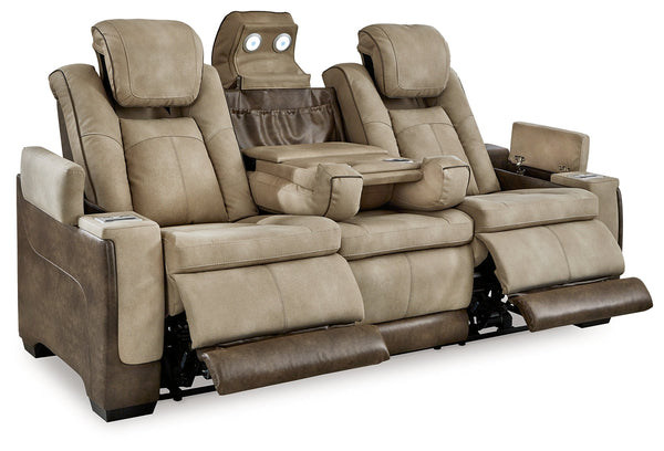DuraPella Box-Arm Power Reclining Sofa with Drop-Down Table