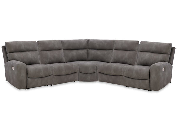 Next-Gen DuraPella Slate 5-Piece Power Reclining Sectional (2 armless chairs)