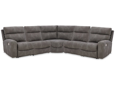 Next-Gen DuraPella Slate 5-Piece Power Reclining Sectional (2 armless chairs)