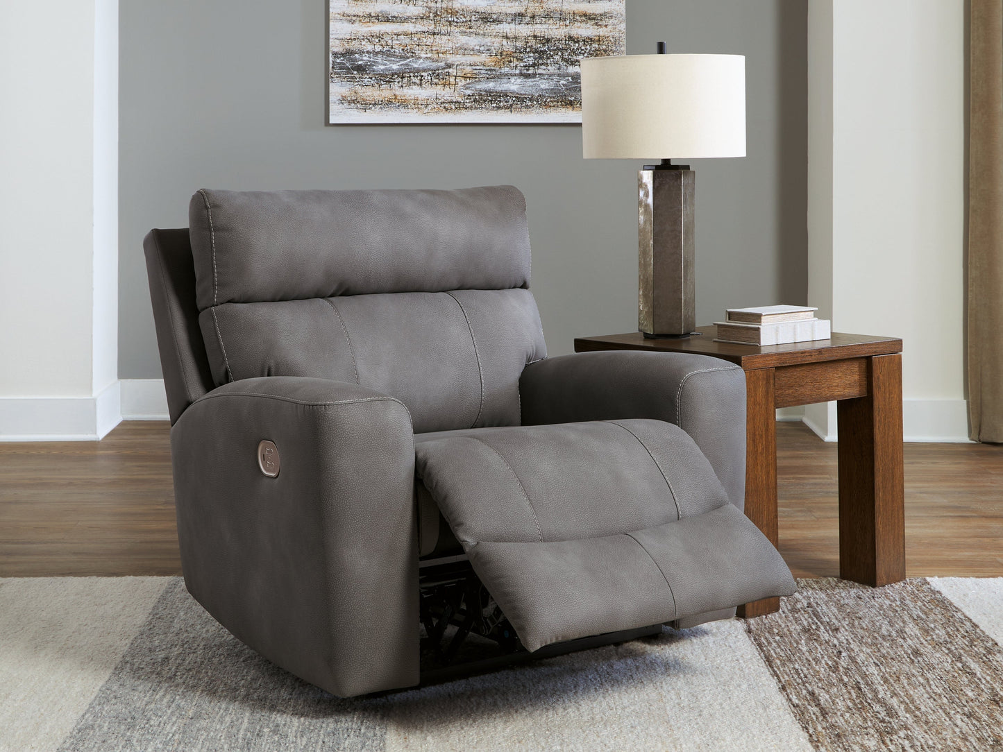 DuraPella Slate Pillow-Arm Power Recliner