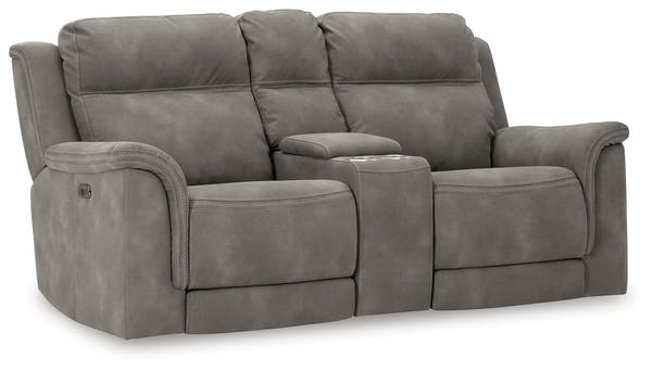 Next-Gen DuraPella Slate Power Reclining Loveseat w/ Console