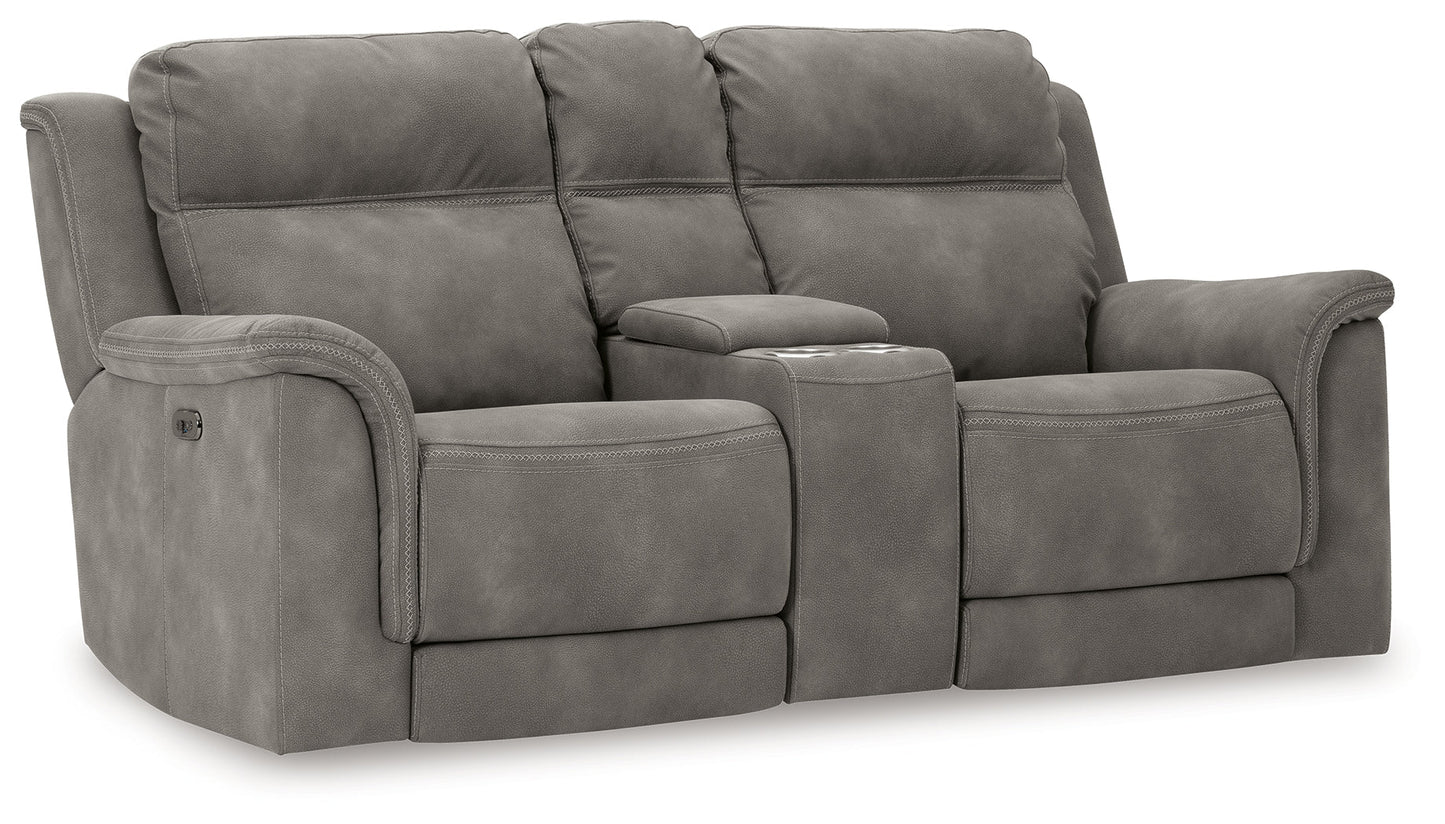 Next-Gen DuraPella Slate Power Reclining Loveseat w/ Console