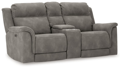 Next-Gen DuraPella Slate Power Reclining Loveseat w/ Console