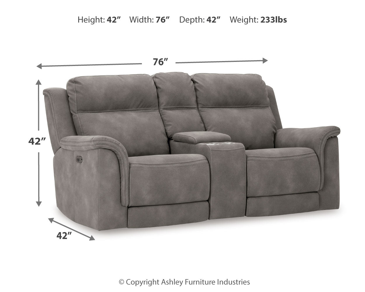 Next-Gen DuraPella Slate Power Reclining Loveseat w/ Console