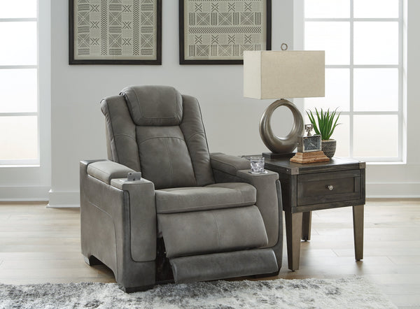 DuraPella Box-Arm Power Recliner with Adjustable Headrest