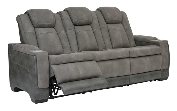 DuraPella Slate Box-Arm Reclining Sofa and Loveseat
