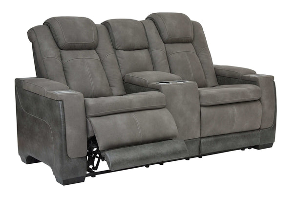 DuraPella Slate Box-Arm Reclining Sofa and Loveseat
