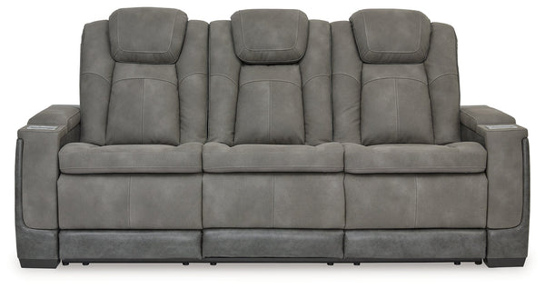 DuraPella Box-Arm Power Reclining Sofa with Drop-Down Table