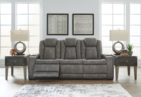 DuraPella Box-Arm Power Reclining Sofa with Drop-Down Table