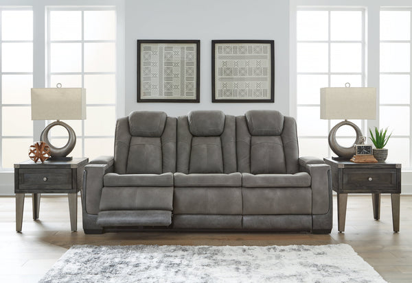 DuraPella Box-Arm Power Reclining Sofa with Drop-Down Table