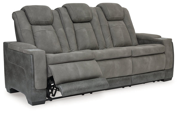 DuraPella Box-Arm Power Reclining Sofa with Drop-Down Table