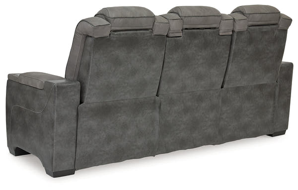DuraPella Box-Arm Power Reclining Sofa with Drop-Down Table