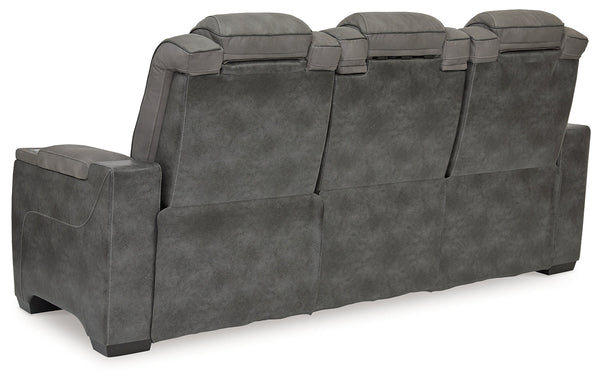 DuraPella Box-Arm Power Reclining Sofa with Drop-Down Table