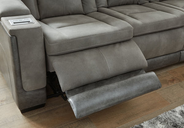 DuraPella Box-Arm Power Reclining Sofa with Drop-Down Table