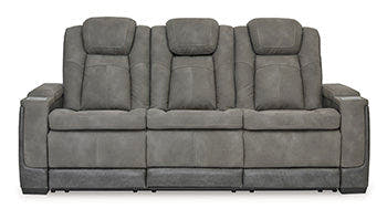 DuraPella Box-Arm Power Reclining Sofa with Drop-Down Table