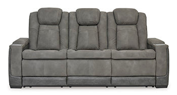 DuraPella Box-Arm Power Reclining Sofa with Drop-Down Table