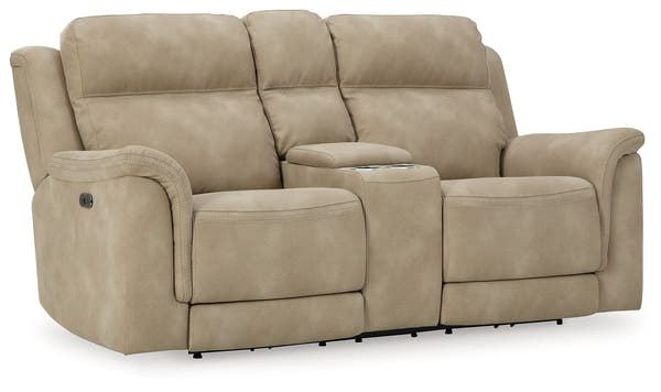 NextGen DuraPella Sand Power Reclining Loveseat w/ Console