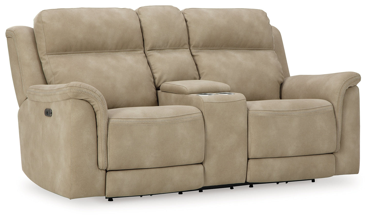 NextGen DuraPella Sand Power Reclining Loveseat w/ Console