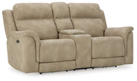 NextGen DuraPella Sand Power Reclining Loveseat w/ Console