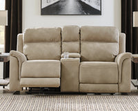 NextGen DuraPella Sand Power Reclining Loveseat w/ Console