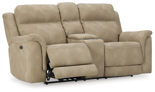 NextGen DuraPella Sand Power Reclining Loveseat w/ Console