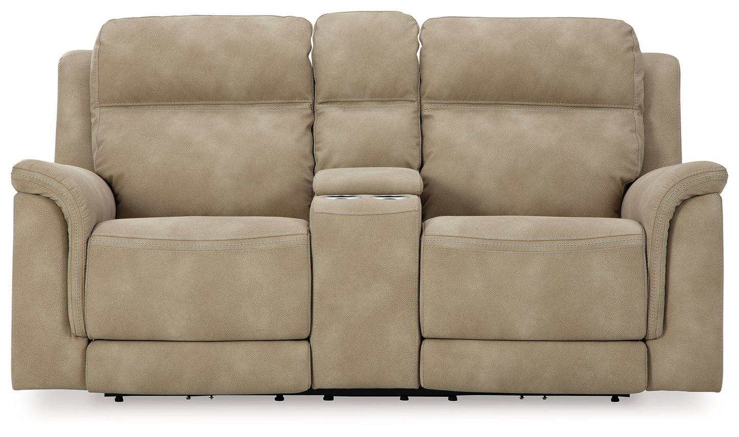 NextGen DuraPella Sand Power Reclining Loveseat w/ Console