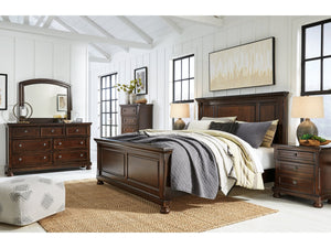 Porter California King Panel Bedroom Set with Dresser, Mirror, Chest and 2 Nightstands