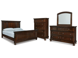 Porter Rustic Brown California King Panel Bed & Dresser & Mirror & Chest