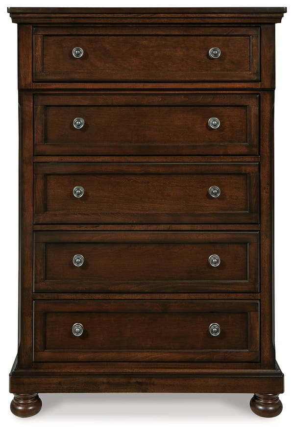 Porter Rustic Brown California King Panel Bed & Dresser & Mirror & Chest