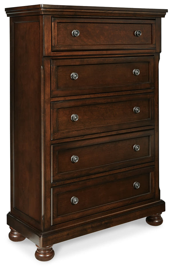 Porter Rustic Brown California King Panel Bed & Dresser & Mirror & Chest
