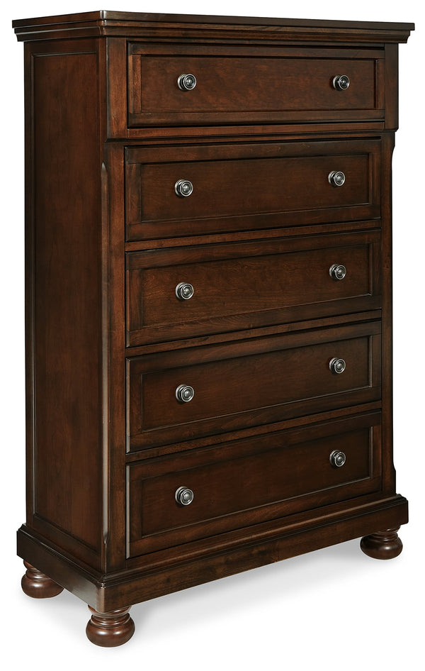 Porter Rustic Brown California King Panel Bed & Dresser & Mirror & Chest
