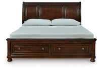Porter Rustic Brown California King Sleigh Storage Bed