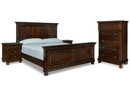 Porter Rustic Brown King Panel Bedroom Set with Chest and 2 Nightstands