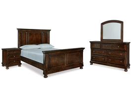 Porter Rustic Brown Queen Panel Bedroom Set with Dresser, Mirror and Nightstand