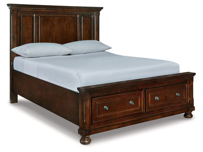 Porter Rustic Brown Queen Panel Storage Bed