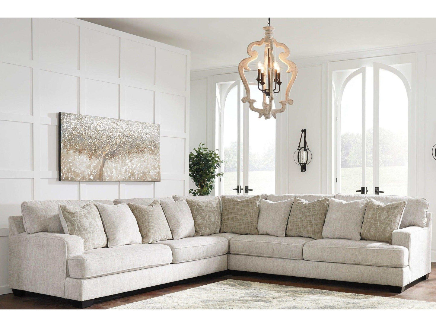 Rawcliffe Parchment 3pc Symmetrical Sectional Sofa