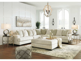 Rawcliffe Parchment 3pc Symmetrical Sectional Sofa w/ Ottoman