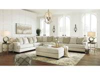 Rawcliffe Parchment 4pc Sectional Sofa w/ Ottoman