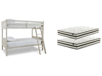 Robbinsdale Antique White Bunk Bedroom Set with Mattresses
