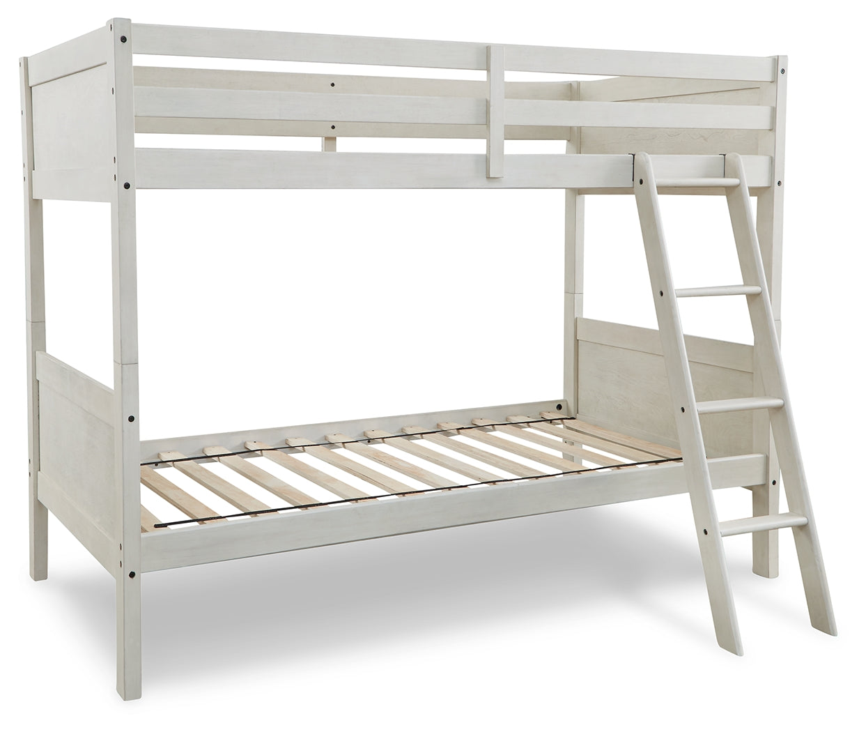 Robbinsdale Antique White Bunk Bedroom Set with Mattresses