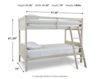 Robbinsdale Antique White Bunk Bedroom Set with Mattresses