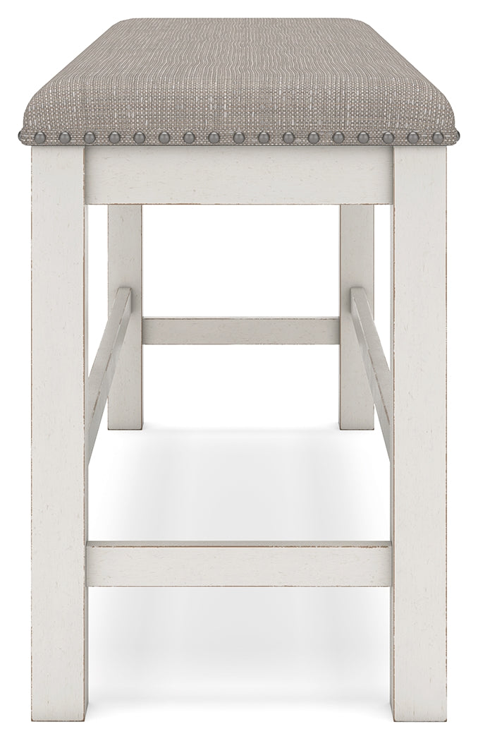 Robbinsdale Antique White Counter Height Dining Table and 4 Barstools and Bench