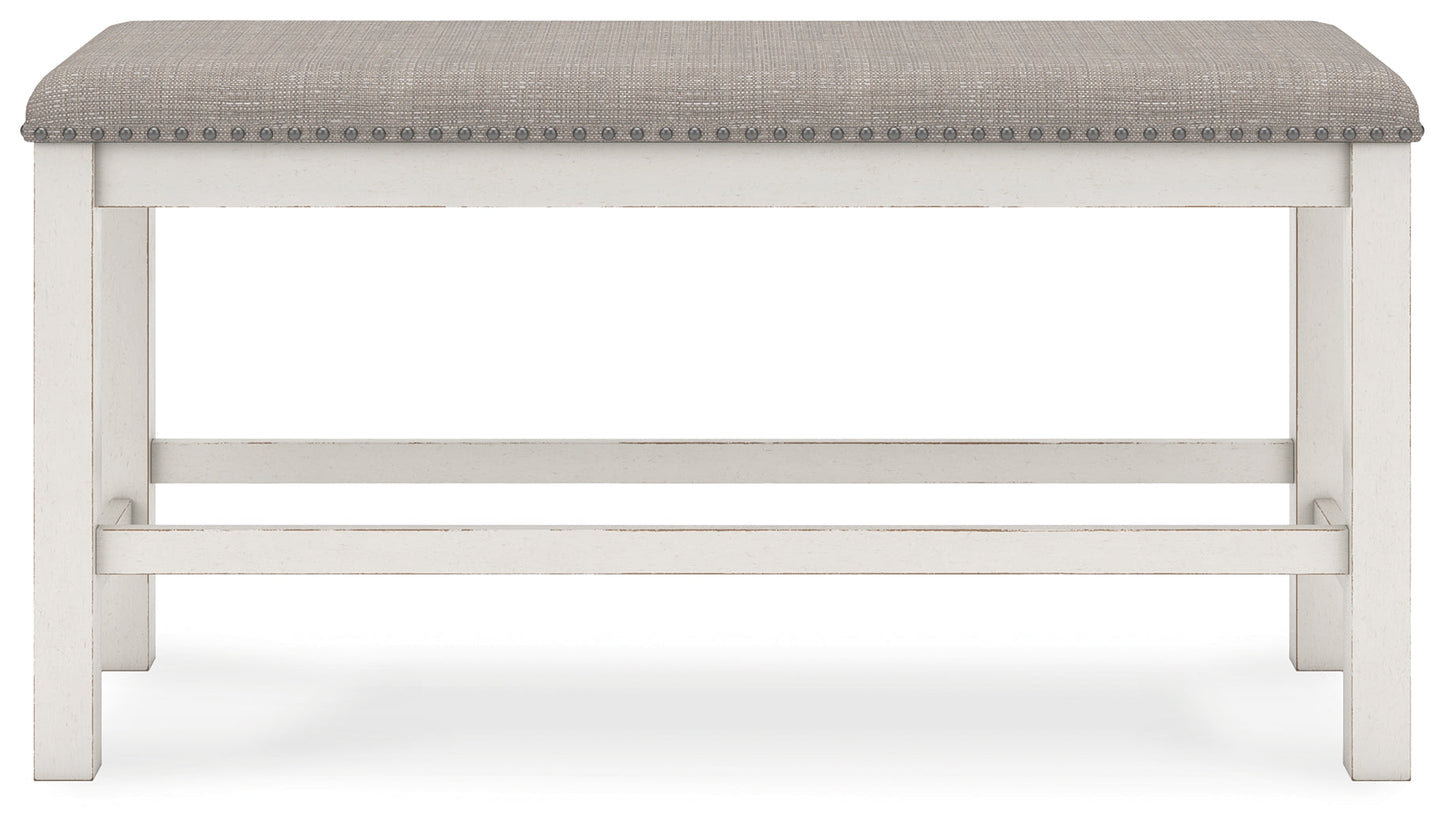 Robbinsdale Antique White Counter Height Dining Table, 2 Barstools, Bench and Server