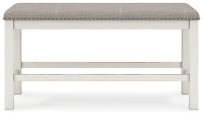 Robbinsdale Antique White Counter Height Dining Table, 2 Barstools, Bench and Server