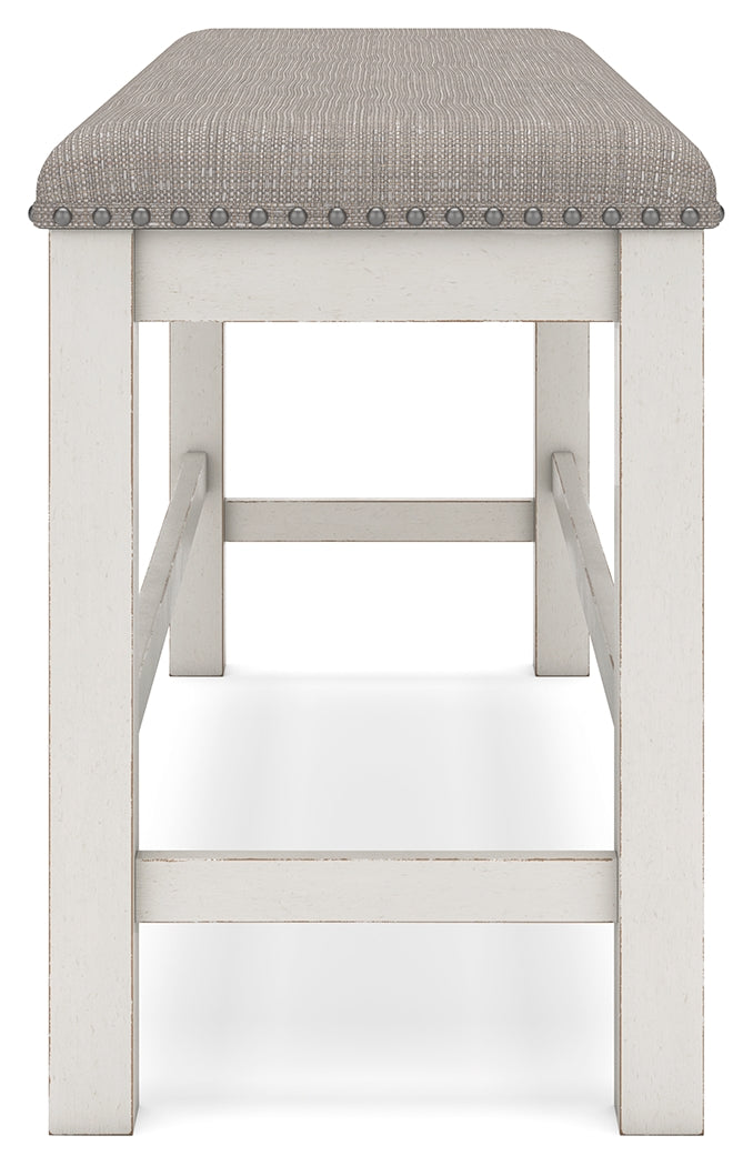 Robbinsdale Antique White Counter Height Dining Table, 2 Barstools, Bench and Server