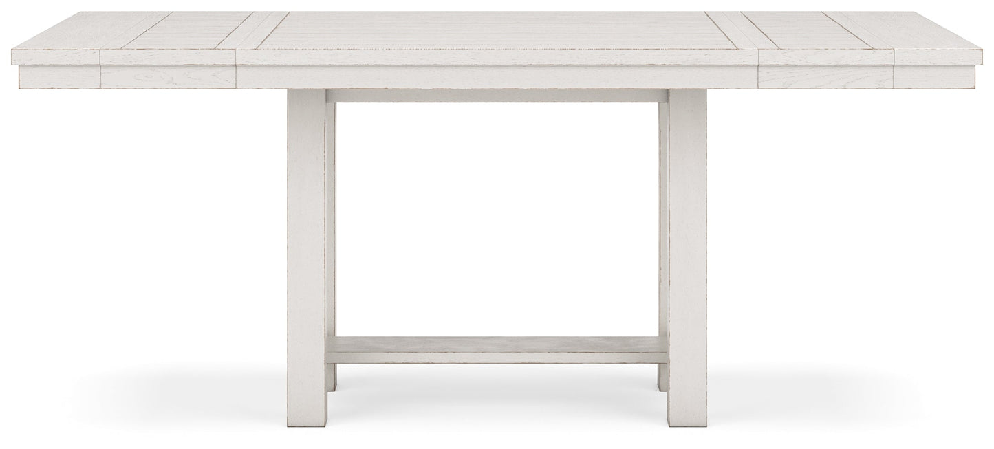 Robbinsdale Antique White Counter Height Dining Table, 2 Barstools, Bench and Server