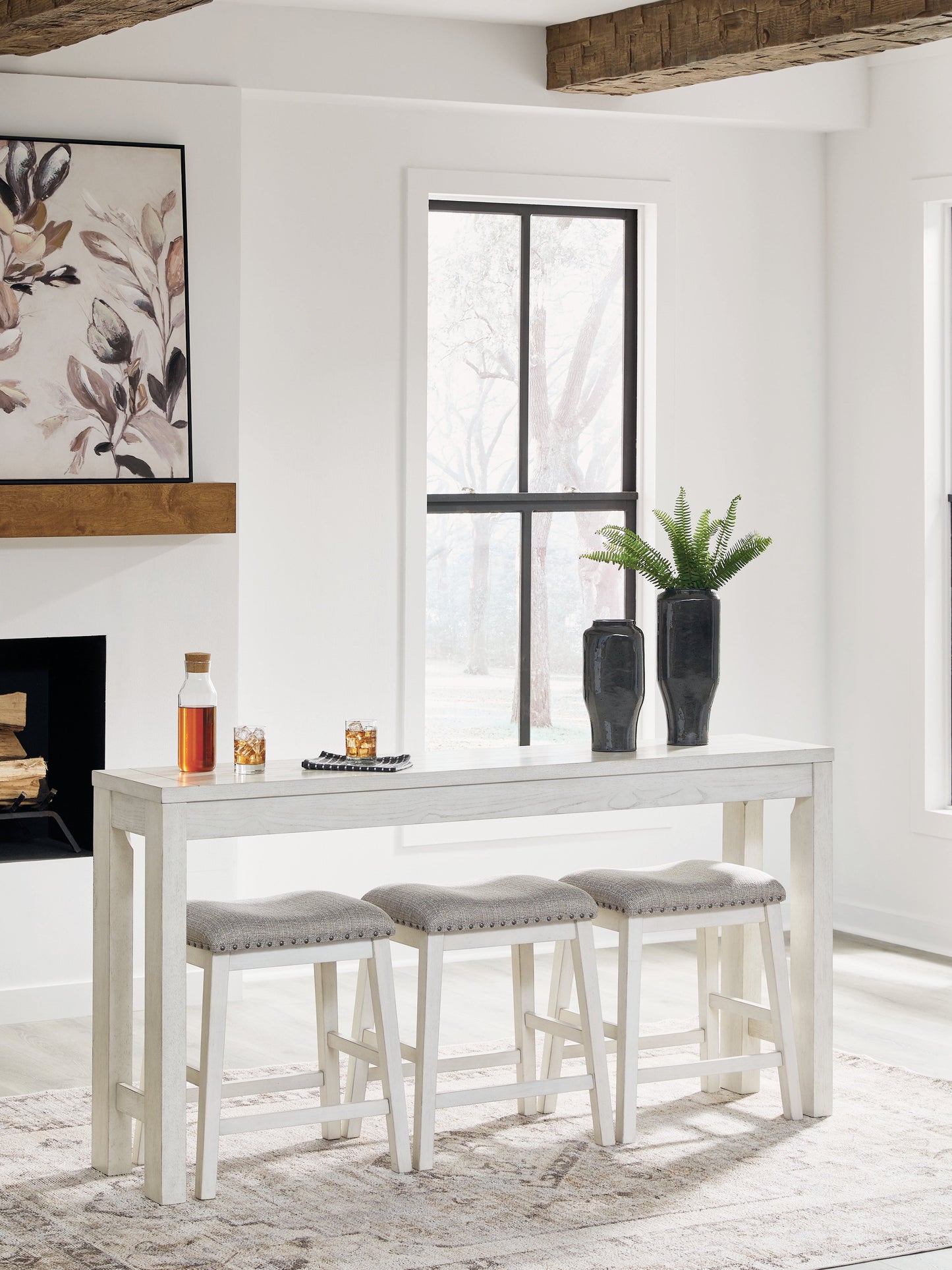 Robbinsdale Antique White Counter Height Dining Table and 3 Barstools Set