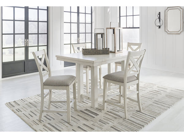 Robbinsdale Antique White Counter Height Dining Table and 4 Barstools