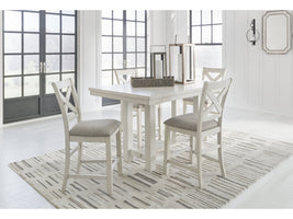Robbinsdale Antique White Counter Height Dining Table and 4 Barstools