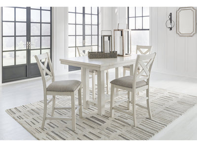 Robbinsdale Antique White Counter Height Dining Table and 4 Barstools